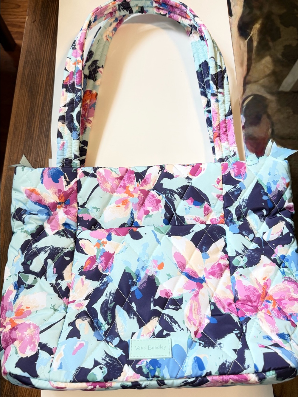 Vera Bradley Aqua Multi Quilted Floral Tote